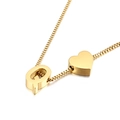 Adjustable golden box chain necklace with 3D heart and letter Q pendant charms - Letter Q Necklace (KN88665-KFC) / Gold