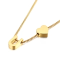 Minimalist gold heart necklace featuring a polished uppercase letter U pendant - Letter U Necklace (KN88669-KFC) / Gold