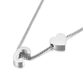 Silver stainless steel box chain necklace featuring heart and letter C pendants - Letter C