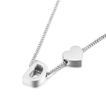 Polished silver stainless steel heart necklace with letter D pendant and box chain - Letter D