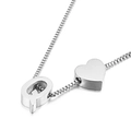 Silver stainless steel box chain necklace featuring letter Q and heart-shaped pendants - Letter Q