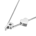 Polished silver stainless steel heart necklace with letter P pendant on box chain - Letter P