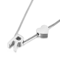 Silver stainless steel box chain necklace featuring a heart and letter R pendant charm - Letter R