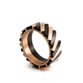 Street style rhombus titanium steel ring in black and rose gold two-tone finish - US 7 / Rose Gold and Black (KR82353-K)