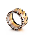 Industrial style wide rhombic ring with gold, silver and rose gold metal mesh band - US 7 / Multi-color (KR82895-K)