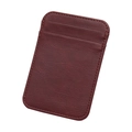Brown leather slim business card holder with two slots and neat stitching detail - Burgundy