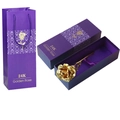 24K gold foil rose variant featuring a golden flower with purple gift box and matching bag - Purple Box Set / Gold / Gold Flower + Gift Box + Handbag
