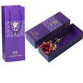 Coffret cadeau rose rouge en feuille d'or 24K avec boîte mauve et sac assorti - Ensemble Boîte Violette / Rouge / Fleur Rouge + Boîte Cadeau + Sac à Main