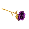 Artificial 24K gold foil rose with vibrant purple petals and shiny golden stem - Bare Flower / Purple / Gold Foil Purple Bare Flower