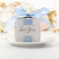 Elegant white wedding candy box with a blue ribbon and gold foil Especially For You print - Blue / 6.5*6.5*6.5cm