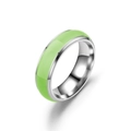 Luminous green stainless steel ring with polished silver finish on a clean white background - US 7 / Dark Green