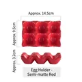 Portauova in ceramica a 6 scomparti in rosso semi-opaco, dimensioni 14,5x9,5x3,2 cm - Griglia per uova - Rosso (6 griglie)
