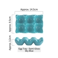 Sky blue 6-slot ceramic egg holder with detailed dimensions 14.5x9.5x3.2cm - Egg Grid - Sky Blue (6 Grids)