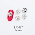 Detailed view of 8x10mm marquise rhinestones with pearls for 3D nail art decoration - Silver Base White Aurora with Rhinestone (LF3687)
