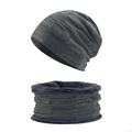 Set berretto e scaldacollo in maglia invernale con calda fodera in pile grigio scuro - Taglia unica / Grigio