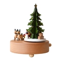 Rotating wooden Christmas music box with reindeer and Santa Claus figurines - Rotating Christmas Tree (1543)