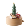 Christmas wooden music box featuring a rotating base with a snowman, deer, and Xmas tree - Christmas Tree (1525)