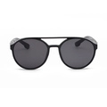Lunettes de soleil steampunk rondes noir mat avec protections latérales et double pont - Monture noir sable verres gris