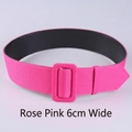 Chic rose red wide belt for women featuring a 6cm fabric covered square buckle - 6cm / Rose Red
