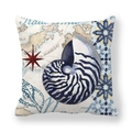 Vintage nautical peach skin pillowcase featuring blue nautilus and compass rose print - Compass Nautilus