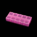 Primer plano de la caja de almacenamiento de joyas rosa transparente de 10 compartimentos - Rosa