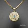 Hip Hop vergoldeter Titanstahl Horusauge Anhänger mit blauem Stein, kleine Größe 46x32mm - Kleiner Goldener Anhänger Ohne Kette