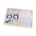 Wooden jewelry tray with grey velvet lining showing 12-grid storage compartments - 6-Grid & Bracelet Tray