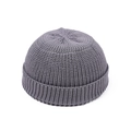 Detail of dark grey docker cap showing fine ribbed knit texture and folded brim edge - Light Gray