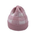 Pink and white checkered knit beanie with thick ribbed cuff for winter warmth - Pink and White Plaid (Adult)
