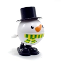 Wind-up Christmas snowman toy with black hat, orange carrot nose and striped green scarf - 3 Styles Wind-up Snowman with Top Hat