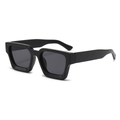 Trendy thick square frame sunglasses in matte black finish with dark grey lenses - Matte Black Frame Black Grey Lens