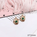 Golden Christmas bell pendant with green enamel bow for DIY jewelry, size 15*21mm - No.34 Green Bell