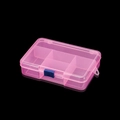 Vista dall'alto della scatola in plastica rosa a 5 scomparti con chiusura blu - Rosa