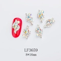 Macro detail of 8x16mm alloy nail art charms with AB rhinestones and LF3659 silver base - Crystal White (LF3659)