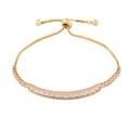 Detailed view of adjustable golden cactus bracelet with sparkling zircon stones - Style E-Curved Metal Bar