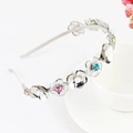 Silver baroque headband with colorful crystals and pearls on white porcelain bowl - Style 07-Silver