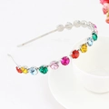 Silver metal headband with colorful rhinestones and crystals on a white porcelain cup - Round Rhinestone-Silver