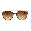 Steampunk runde Sonnenbrille mit braunen Verlaufsgläsern und Schildpatt-Rahmendetails - Schwarz und Schildpatt mit Tee-Verlaufslinsen
