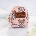Mini portamonete a zaino rosa con orsetti carini e ciondolo con perla sulla zip - Rosa