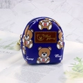 Mini portamonete a zainetto blu con stampa di orsetto e ciondolo a perla decorativa - Blu Notte