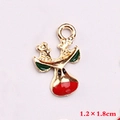 Gouden rendierkop hanger met groen gewei en rode neus, maat 1,2 x 1,8 cm - Stijl 8 (Rendierkop)
