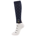 Christmas compression socks with navy reindeer pattern and white snowflakes dots - Navy Blue Little Deer
