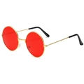 Retro-Rundsonnenbrille mit leuchtend roten Gläsern und elegantem Goldmetallrahmen - Goldrahmen Rote Gläser
