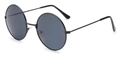Detail of round vintage sunglasses with black metal frame and dark grey lenses - Black Frame Grey Lens