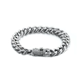 Poliertes silbernes Panzerarmband für Herren mit luxuriöser Schließe mit Diamantbesatz - Besetzte Schließe / Silber