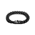 Pulsera cubana de 11mm negro mate para hombre con cierre de lujo adornado con pedrería - Negro con Circonia (KB110641-Z)