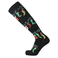 Black Christmas over-the-knee compression socks with colorful holiday stocking patterns - Black Christmas Stocking