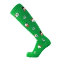 Christmas compression socks in green featuring cute cartoon cat with festive red hat - Animal on Green