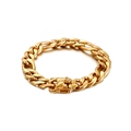 Classic 18K gold plated Cuban link bracelet for men with textured folding clasp - Gold
