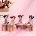 Set of four ancient Chinese style girl figurines in Hanfu for desk decoration - Four Arts (Zither, Go, Calligraphy, Painting)